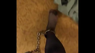 Pantyhose Gay Concomitant in Full Body Shackles